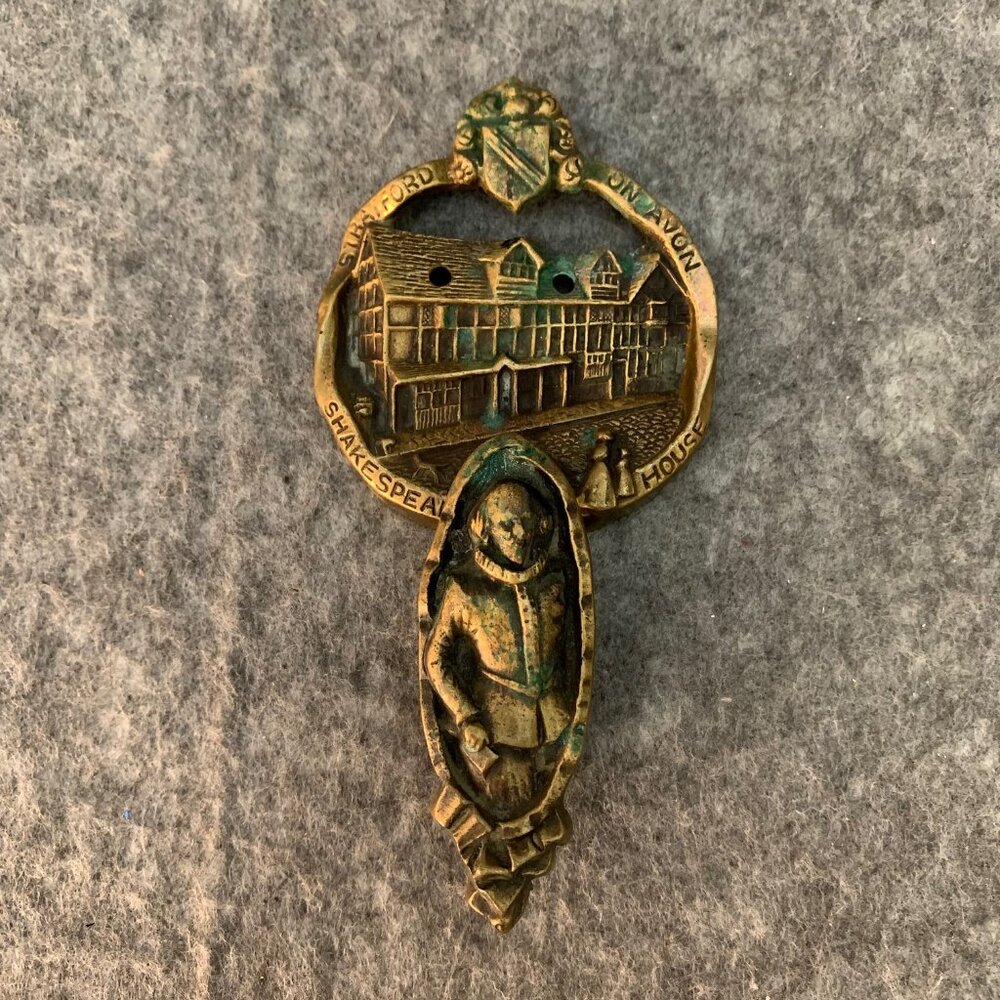 Vintage Stratford on Avon Shakespeare Solid Brass Door Knocker